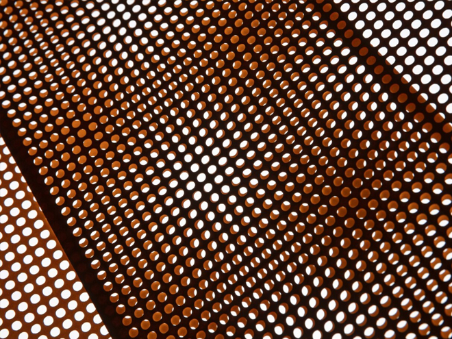 Decorative perforated metal is offered with various colors and hole patterns.
